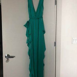 Turquoise BCBGMAXAZRIA Long Lowcut Dress Size 0